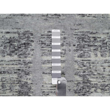 Load image into Gallery viewer, 2&#39;6&quot;x11&#39;8&quot; Medium Gray, Undyed Natural Wool, Hand Knotted, Modern Design, Hand Spun, Runner, Oriental Rug FWR545064