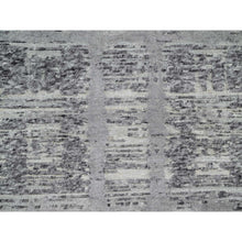 Load image into Gallery viewer, 2&#39;6&quot;x11&#39;8&quot; Medium Gray, Undyed Natural Wool, Hand Knotted, Modern Design, Hand Spun, Runner, Oriental Rug FWR545064