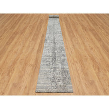 Load image into Gallery viewer, 2&#39;7&quot;x28&#39; Magnetic Gray, Modern Design, Hand Spun, Undyed Natural Wool, Hand Knotted, XL Runner, Oriental Rug FWR545076