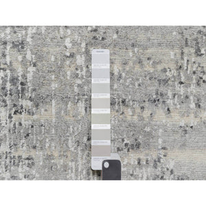 2'7"x28' Magnetic Gray, Modern Design, Hand Spun, Undyed Natural Wool, Hand Knotted, XL Runner, Oriental Rug FWR545076