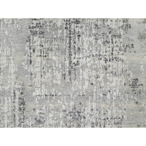 2'7"x28' Magnetic Gray, Modern Design, Hand Spun, Undyed Natural Wool, Hand Knotted, XL Runner, Oriental Rug FWR545076