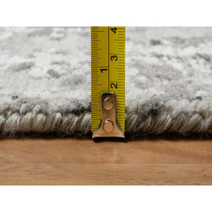 2'7"x28' Magnetic Gray, Modern Design, Hand Spun, Undyed Natural Wool, Hand Knotted, XL Runner, Oriental Rug FWR545076