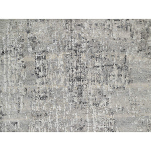 2'6"x26' Pastel Gray, Hand Knotted, Undyed Natural Wool, Modern Design, Hand Spun, XL Runner, Oriental Rug FWR545082