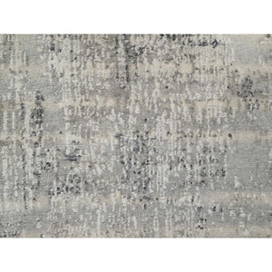 2'6"x29'9" Dorian Gray, Hand Knotted, Modern Design, Hand Spun, Undyed Natural Wool, XL Runner, Oriental Rug FWR545088