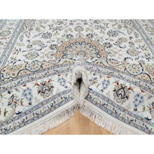 Load image into Gallery viewer, 7&#39;10&quot;x10&#39;2&quot; Spring White, 250 KPSI, Nain with Center Medallion, Wool and Silk, Hand Knotted, Oriental Rug FWR545106