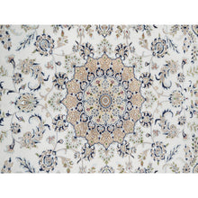 Load image into Gallery viewer, 7&#39;10&quot;x10&#39;2&quot; Spring White, 250 KPSI, Nain with Center Medallion, Wool and Silk, Hand Knotted, Oriental Rug FWR545106