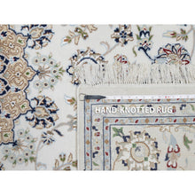 Load image into Gallery viewer, 7&#39;10&quot;x10&#39;2&quot; Spring White, 250 KPSI, Nain with Center Medallion, Wool and Silk, Hand Knotted, Oriental Rug FWR545106