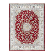 Load image into Gallery viewer, 7&#39;10&quot;x10&#39;3&quot; Falu Red, Wool and Silk, 250 KPSI, Nain with Center Medallion Flower Design, Hand Knotted, Oriental Rug FWR545124