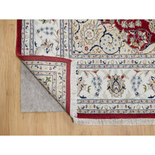 Load image into Gallery viewer, 7&#39;10&quot;x10&#39;3&quot; Falu Red, Wool and Silk, 250 KPSI, Nain with Center Medallion Flower Design, Hand Knotted, Oriental Rug FWR545124