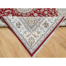 Load image into Gallery viewer, 7&#39;10&quot;x10&#39;3&quot; Falu Red, Wool and Silk, 250 KPSI, Nain with Center Medallion Flower Design, Hand Knotted, Oriental Rug FWR545124