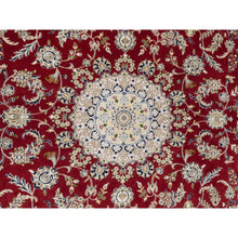 Load image into Gallery viewer, 7&#39;10&quot;x10&#39;3&quot; Falu Red, Wool and Silk, 250 KPSI, Nain with Center Medallion Flower Design, Hand Knotted, Oriental Rug FWR545124