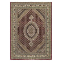 Load image into Gallery viewer, 8&#39;10&quot;x12&#39;4&quot; Wine Red, 250 KPSI, Hand Knotted, Super Mahi with Large Medallion, Wool and Silk, Oriental Rug FWR545136