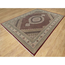 Load image into Gallery viewer, 8&#39;10&quot;x12&#39;4&quot; Wine Red, 250 KPSI, Hand Knotted, Super Mahi with Large Medallion, Wool and Silk, Oriental Rug FWR545136