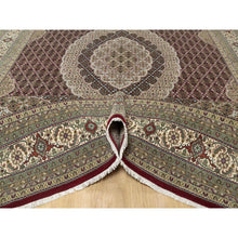 Load image into Gallery viewer, 8&#39;10&quot;x12&#39;4&quot; Wine Red, 250 KPSI, Hand Knotted, Super Mahi with Large Medallion, Wool and Silk, Oriental Rug FWR545136