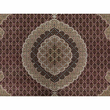 Load image into Gallery viewer, 8&#39;10&quot;x12&#39;4&quot; Wine Red, 250 KPSI, Hand Knotted, Super Mahi with Large Medallion, Wool and Silk, Oriental Rug FWR545136