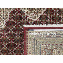 Load image into Gallery viewer, 8&#39;10&quot;x12&#39;4&quot; Wine Red, 250 KPSI, Hand Knotted, Super Mahi with Large Medallion, Wool and Silk, Oriental Rug FWR545136