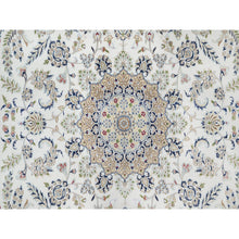 Load image into Gallery viewer, 9&#39;x12&#39;3&quot; Spring White, Hand Knotted, 250 KPSI, Nain with Center Motif Flower Design, Wool and Silk, Oriental Rug FWR545142