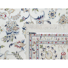 Load image into Gallery viewer, 9&#39;x12&#39;3&quot; Spring White, Hand Knotted, 250 KPSI, Nain with Center Motif Flower Design, Wool and Silk, Oriental Rug FWR545142