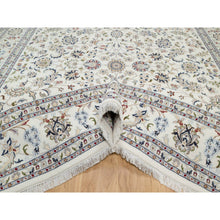 Load image into Gallery viewer, 9&#39;x12&#39;2&quot; Natural White, 250 KPSI, Nain All Over Floral Design, Hand Knotted, Wool and Silk, Oriental Rug FWR545160