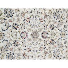 Load image into Gallery viewer, 9&#39;x12&#39;2&quot; Natural White, 250 KPSI, Nain All Over Floral Design, Hand Knotted, Wool and Silk, Oriental Rug FWR545160