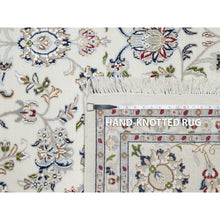 Load image into Gallery viewer, 9&#39;x12&#39;2&quot; Natural White, 250 KPSI, Nain All Over Floral Design, Hand Knotted, Wool and Silk, Oriental Rug FWR545160