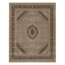 Load image into Gallery viewer, 8&#39;x10&#39; Photon White, Super Mahi with Large Medallion, Hand Knotted, Wool and Silk, 250 KPSI, Oriental Rug FWR545172