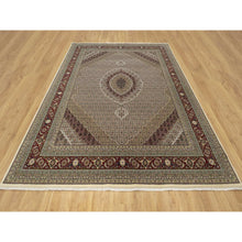 Load image into Gallery viewer, 8&#39;x10&#39; Photon White, Super Mahi with Large Medallion, Hand Knotted, Wool and Silk, 250 KPSI, Oriental Rug FWR545172