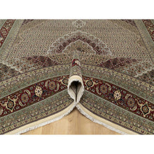 Load image into Gallery viewer, 8&#39;x10&#39; Photon White, Super Mahi with Large Medallion, Hand Knotted, Wool and Silk, 250 KPSI, Oriental Rug FWR545172