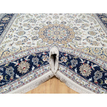 Load image into Gallery viewer, 8&#39;10&quot;x12&#39;2&quot; Isabelline White, Nain with Center Medallion Flower Design, 250 KPSI, Wool and Silk, Hand Knotted, Oriental Rug FWR545184