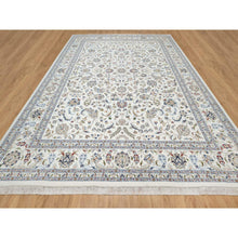 Load image into Gallery viewer, 10&#39;x14&#39;2&quot; Vivid White, Wool and Silk, Nain All Over Floral Design, Hand Knotted, 250 KPSI, Oriental Rug FWR545196