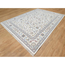 Load image into Gallery viewer, 10&#39;x14&#39;2&quot; Vivid White, Wool and Silk, Nain All Over Floral Design, Hand Knotted, 250 KPSI, Oriental Rug FWR545196