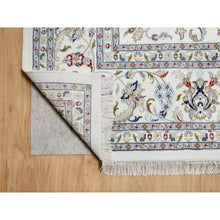 Load image into Gallery viewer, 10&#39;x14&#39;2&quot; Vivid White, Wool and Silk, Nain All Over Floral Design, Hand Knotted, 250 KPSI, Oriental Rug FWR545196