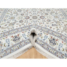 Load image into Gallery viewer, 10&#39;x14&#39;2&quot; Vivid White, Wool and Silk, Nain All Over Floral Design, Hand Knotted, 250 KPSI, Oriental Rug FWR545196