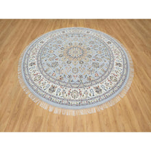 Load image into Gallery viewer, 9&#39;x9&#39; Beau Blue, Hand Knotted, Nain with Large Center Medallion, 250 KPSI, Wool and Silk, Round, Oriental Rug FWR545202