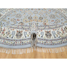 Load image into Gallery viewer, 9&#39;x9&#39; Beau Blue, Hand Knotted, Nain with Large Center Medallion, 250 KPSI, Wool and Silk, Round, Oriental Rug FWR545202