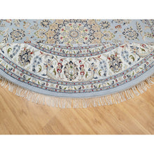 Load image into Gallery viewer, 9&#39;x9&#39; Beau Blue, Hand Knotted, Nain with Large Center Medallion, 250 KPSI, Wool and Silk, Round, Oriental Rug FWR545202