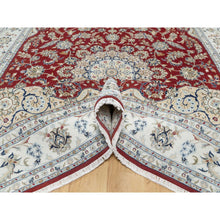 Load image into Gallery viewer, 8&#39;9&quot;x12&#39; Falu Red, Nain with Center Medallion Flower Design, Hand Knotted, Wool and Silk, 250 KPSI, Oriental Rug FWR545214