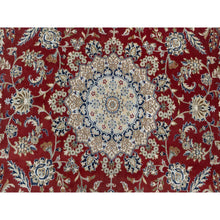 Load image into Gallery viewer, 8&#39;9&quot;x12&#39; Falu Red, Nain with Center Medallion Flower Design, Hand Knotted, Wool and Silk, 250 KPSI, Oriental Rug FWR545214