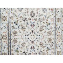 Load image into Gallery viewer, 2&#39;7&quot;x12&#39;2&quot; Natural White, 250 KPSI, Wool and Silk, Nain All Over Floral Design, Hand Knotted, Runner, Oriental Rug FWR545238