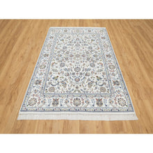 Load image into Gallery viewer, 5&#39;x7&#39; Natural White, Organic Wool, Nain All Over Floral Design, Hand Knotted, 250 KPSI, Oriental Rug FWR545256