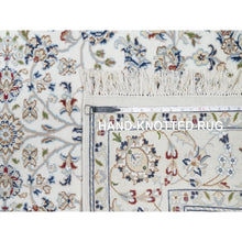 Load image into Gallery viewer, 5&#39;x7&#39; Natural White, Organic Wool, Nain All Over Floral Design, Hand Knotted, 250 KPSI, Oriental Rug FWR545256