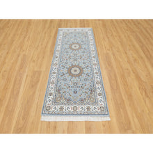 Load image into Gallery viewer, 2&#39;8&quot;x6&#39;6&quot; Beau Blue, Nain with Large Center Medallion, 250 KPSI, Hand Knotted, Wool and Silk, Runner, Oriental Rug FWR545268