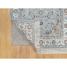 Load image into Gallery viewer, 2&#39;8&quot;x6&#39;6&quot; Beau Blue, Nain with Large Center Medallion, 250 KPSI, Hand Knotted, Wool and Silk, Runner, Oriental Rug FWR545268