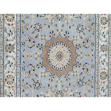 Load image into Gallery viewer, 2&#39;8&quot;x6&#39;6&quot; Beau Blue, Nain with Large Center Medallion, 250 KPSI, Hand Knotted, Wool and Silk, Runner, Oriental Rug FWR545268