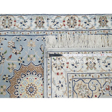 Load image into Gallery viewer, 2&#39;8&quot;x6&#39;6&quot; Beau Blue, Nain with Large Center Medallion, 250 KPSI, Hand Knotted, Wool and Silk, Runner, Oriental Rug FWR545268