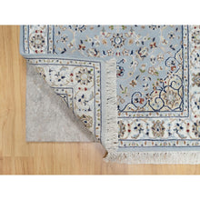 Load image into Gallery viewer, 2&#39;8&quot;x8&#39;4&quot; Beau Blue, Nain with Large Center Medallion, 250 KPSI, Wool and Silk, Hand Knotted, Runner, Oriental Rug FWR545280