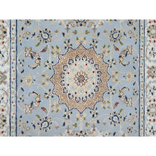 Load image into Gallery viewer, 2&#39;8&quot;x8&#39;4&quot; Beau Blue, Nain with Large Center Medallion, 250 KPSI, Wool and Silk, Hand Knotted, Runner, Oriental Rug FWR545280