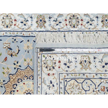 Load image into Gallery viewer, 2&#39;8&quot;x8&#39;4&quot; Beau Blue, Nain with Large Center Medallion, 250 KPSI, Wool and Silk, Hand Knotted, Runner, Oriental Rug FWR545280