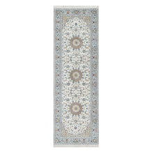 Load image into Gallery viewer, 2&#39;8&quot;x8&#39;3&quot; Stone White, Hand Knotted, 250 KPSI, Nain with Center Medallion, Wool and Silk, Runner, Oriental Rug FWR545286