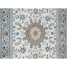 Load image into Gallery viewer, 2&#39;8&quot;x8&#39;3&quot; Stone White, Hand Knotted, 250 KPSI, Nain with Center Medallion, Wool and Silk, Runner, Oriental Rug FWR545286